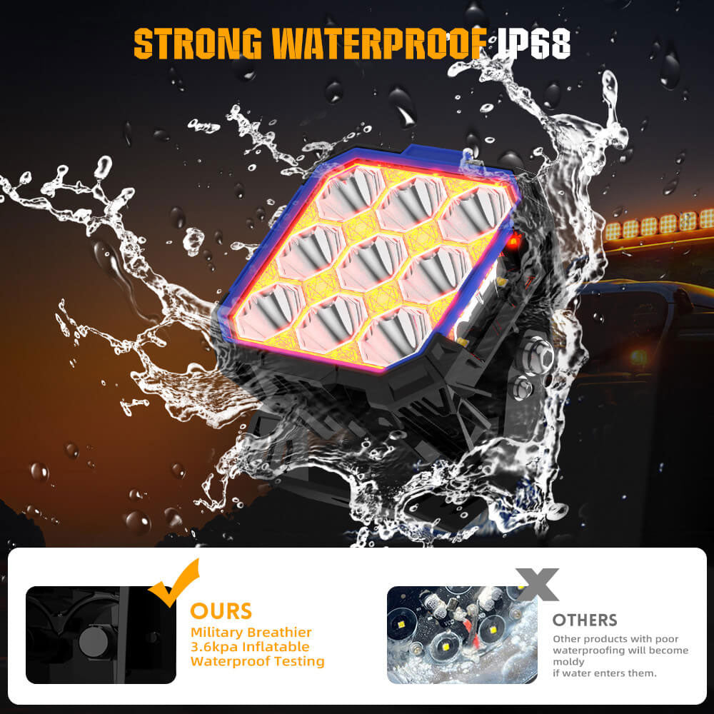 مصابيح جانبية جديدة مقاس 5 بوصات من سلسلة Diamond مع مصابيح DRL باللون الأبيض العنبر