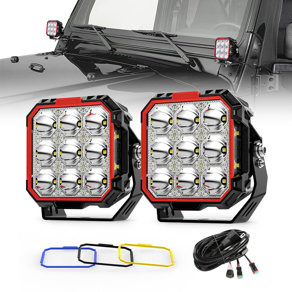 مصابيح جانبية جديدة مقاس 5 بوصات من سلسلة Diamond مع مصابيح DRL باللون الأبيض العنبر