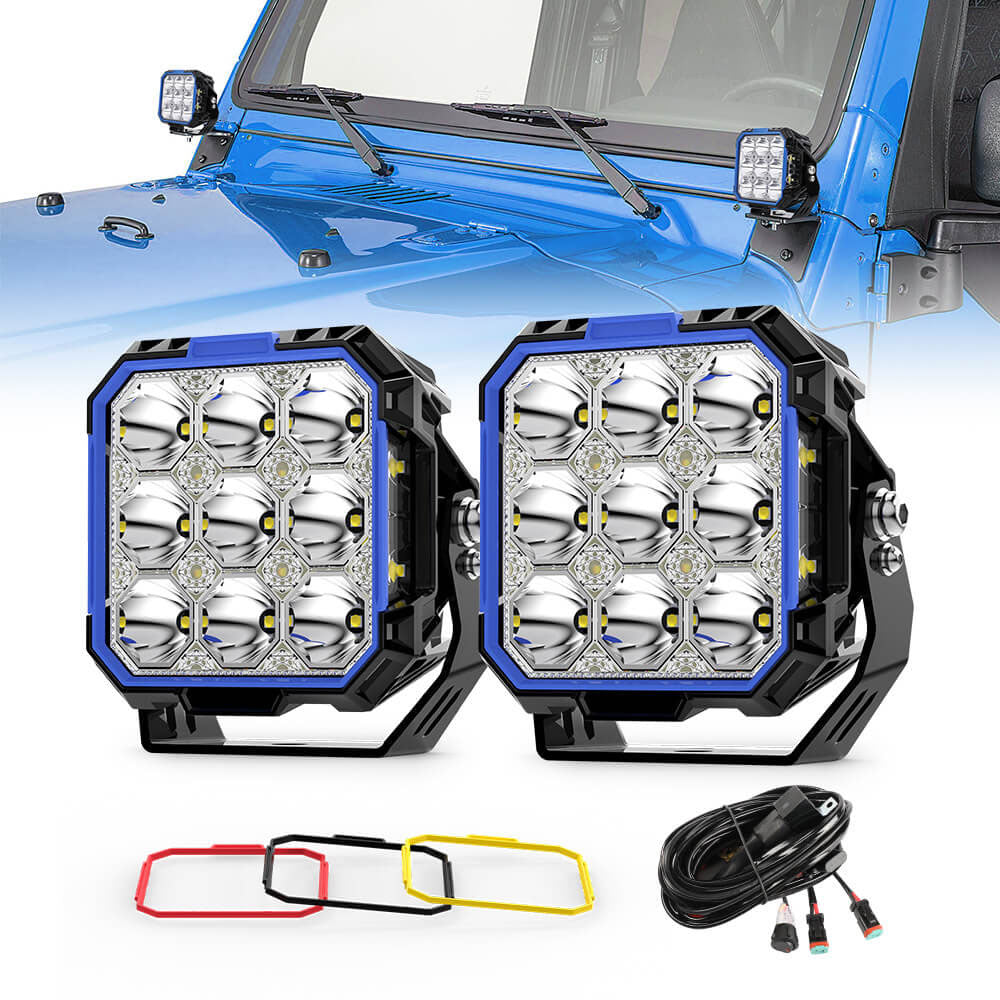 مصابيح جانبية جديدة مقاس 5 بوصات من سلسلة Diamond مع مصابيح DRL باللون الأبيض العنبر