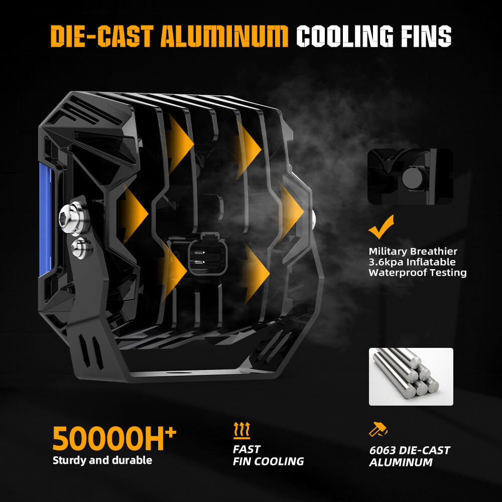 مصابيح جانبية جديدة مقاس 5 بوصات من سلسلة Diamond مع مصابيح DRL باللون الأبيض العنبر