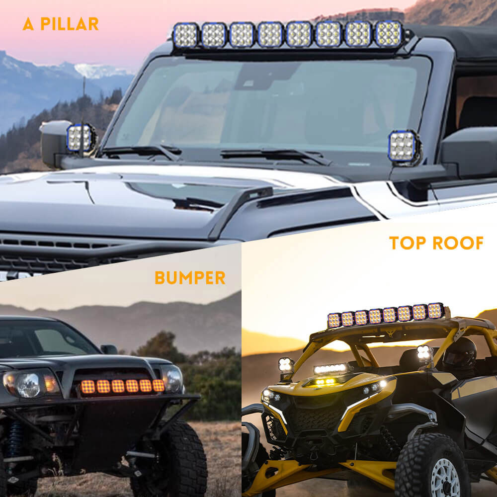 مصابيح جانبية جديدة مقاس 5 بوصات من سلسلة Diamond مع مصابيح DRL باللون الأبيض العنبر