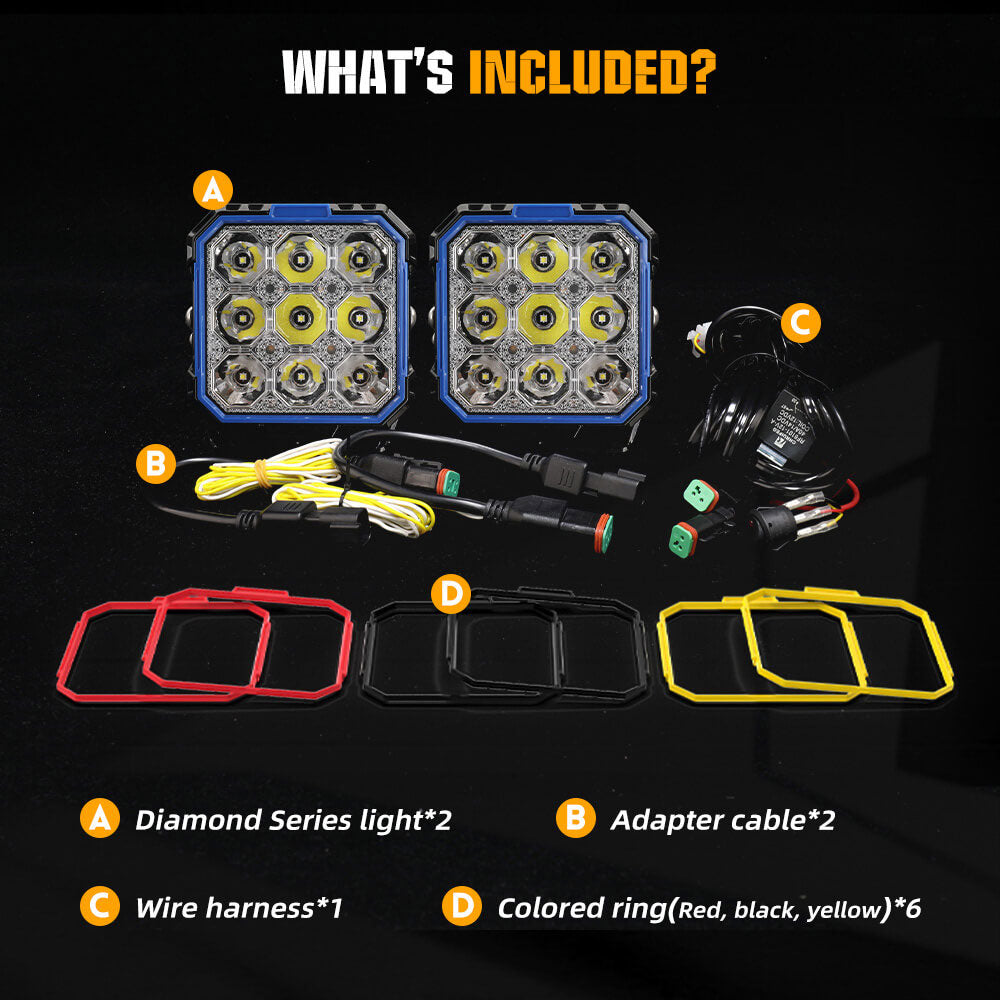 مصابيح جانبية جديدة مقاس 5 بوصات من سلسلة Diamond مع مصابيح DRL باللون الأبيض العنبر