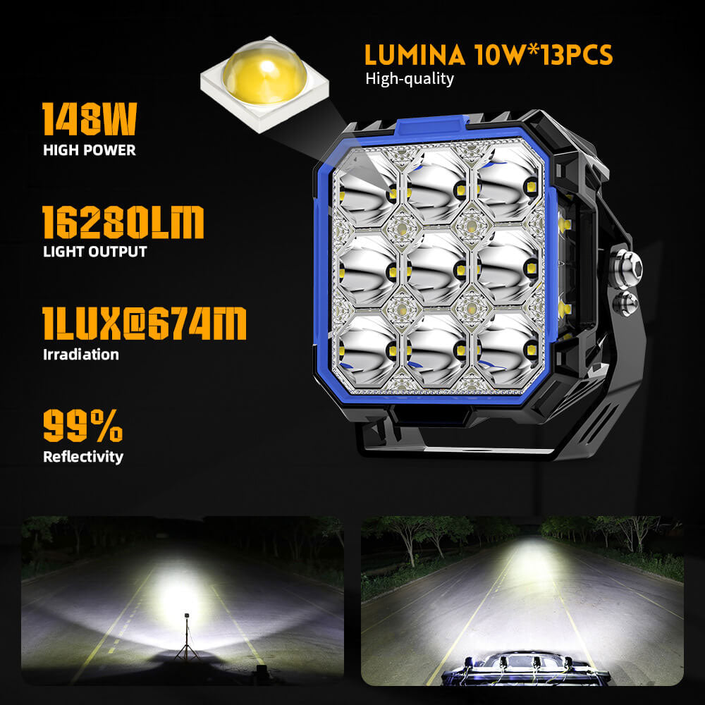 مصابيح جانبية جديدة مقاس 5 بوصات من سلسلة Diamond مع مصابيح DRL باللون الأبيض العنبر