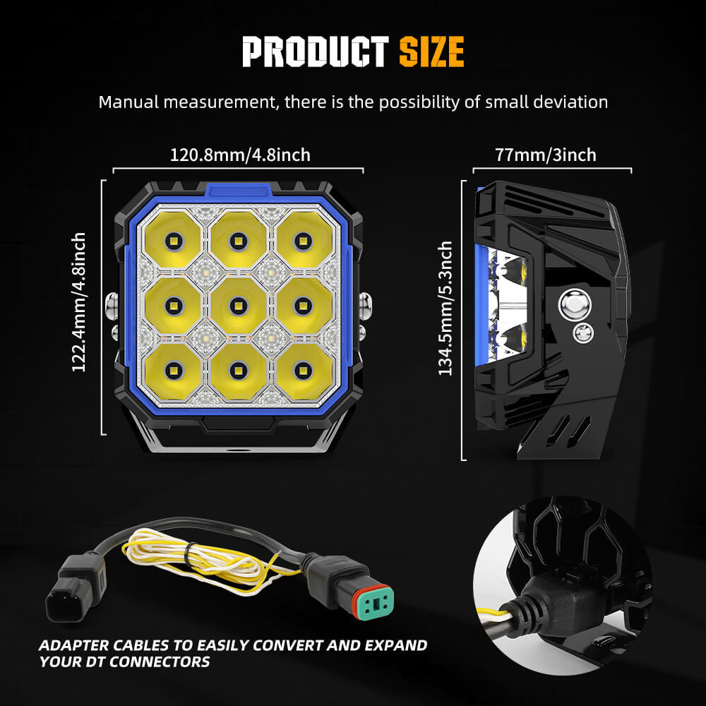 مصابيح جانبية جديدة مقاس 5 بوصات من سلسلة Diamond مع مصابيح DRL باللون الأبيض العنبر
