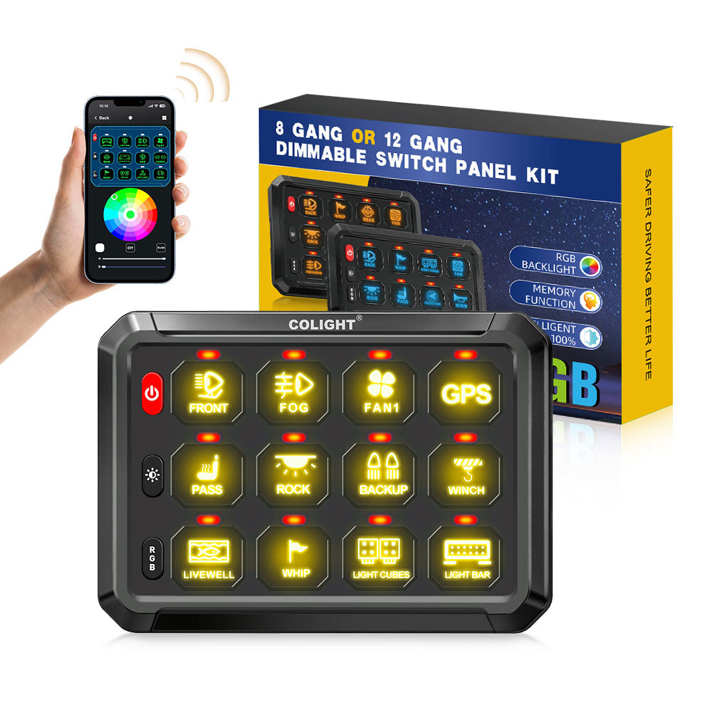 Nuevo sistema de panel de interruptores RGB de 12 bandas con cable ACC y control por aplicación