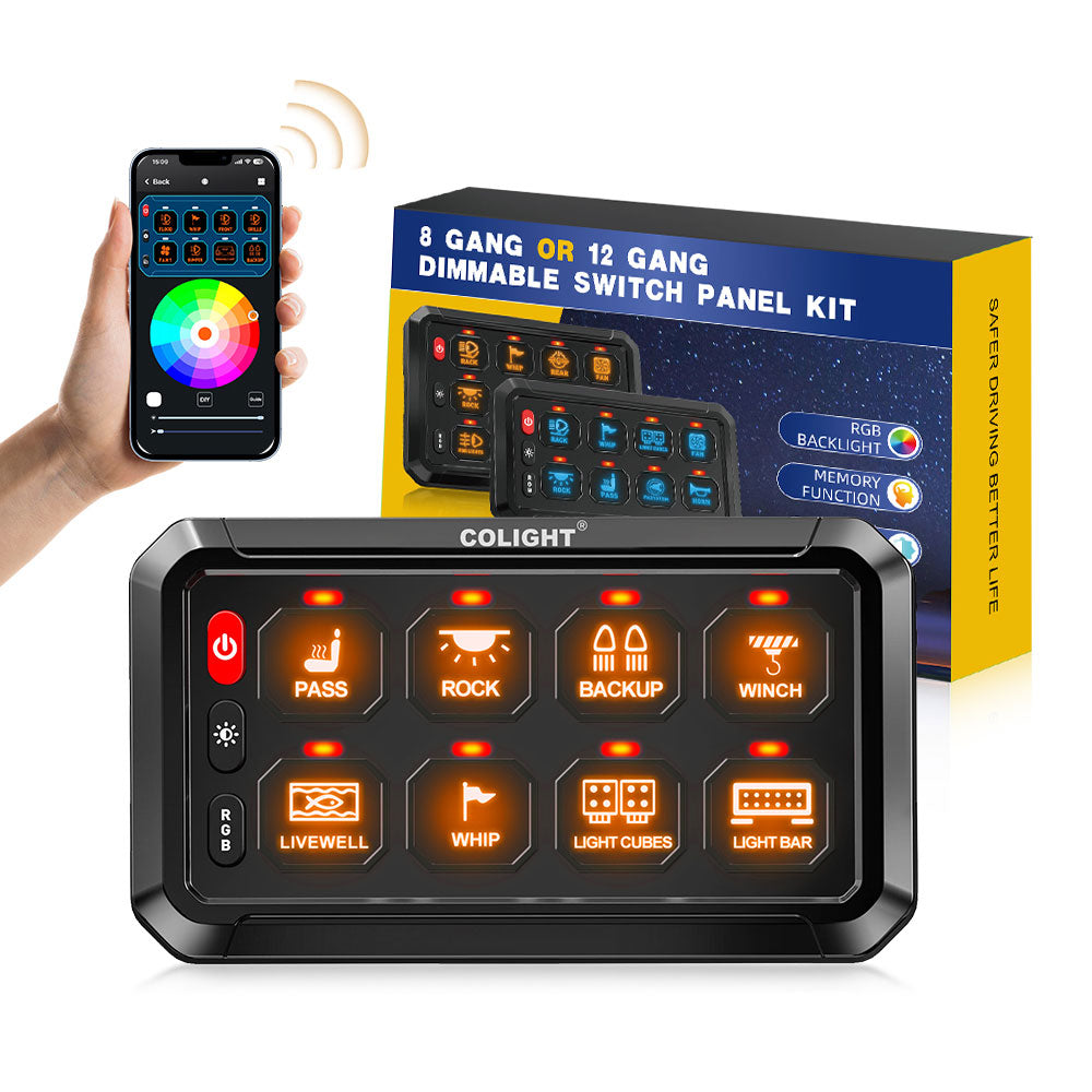 Nuevo sistema de panel de interruptores RGB de 8 bandas con cable ACC y control por aplicación