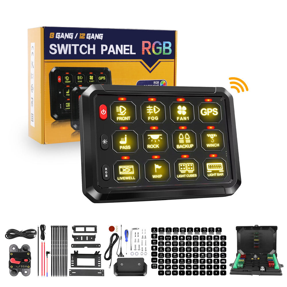 Nouveau système de panneau de commutation RGB sans fil 12 voies avec fil ACC