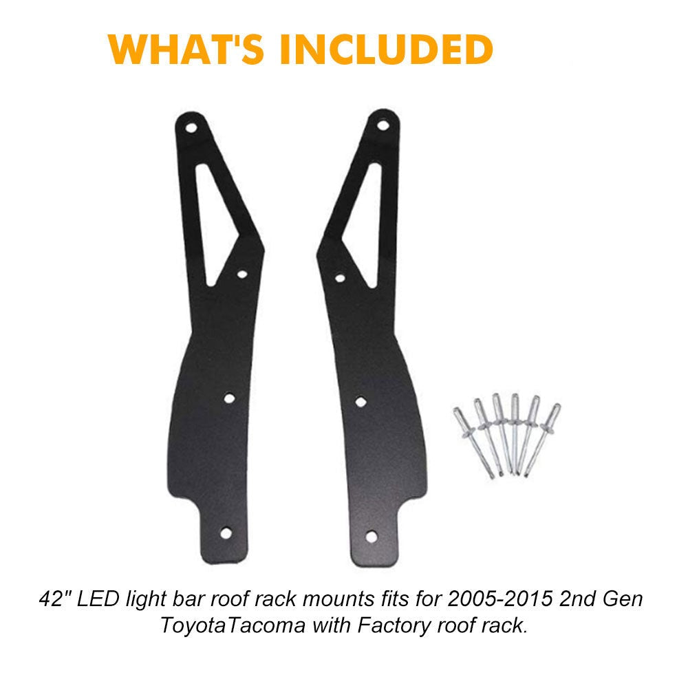 2005-2015 Toyota Tacoma 42" Curved Light Bar Upper Roof Mounting Brackets