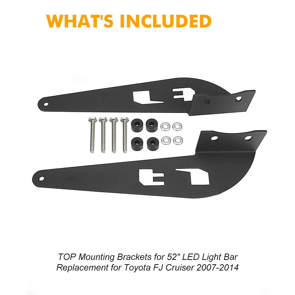 2007-2014 Toyota FJ Cruiser 52inch Light Bar Upper Windshield Mounting Brackets