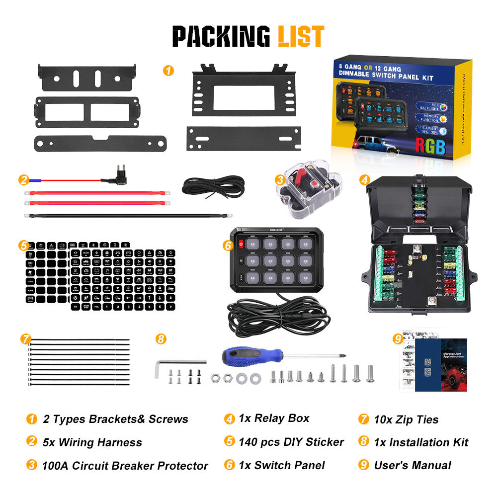Neues 12-Gang-RGB-Schalttafel-System mit ACC-Kabel und App-Steuerung