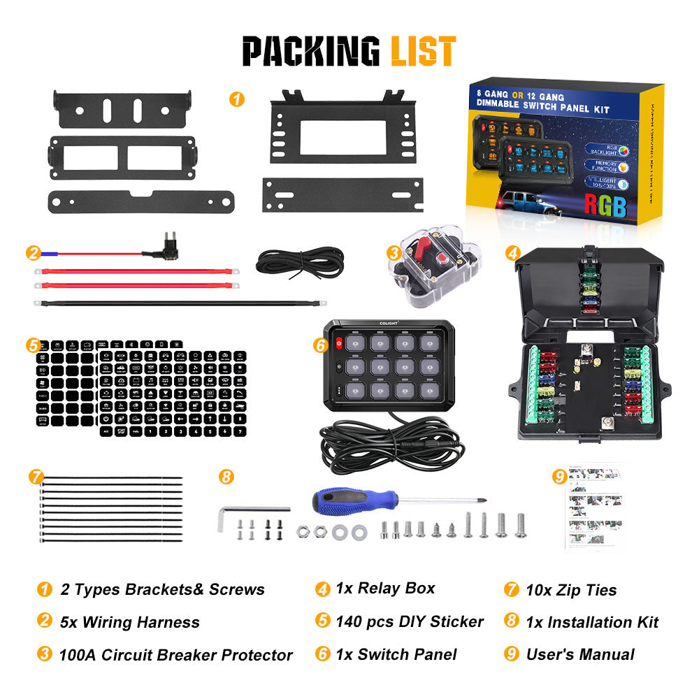 Nouveau système de panneau de commutation RGB 12 voies avec fil ACC