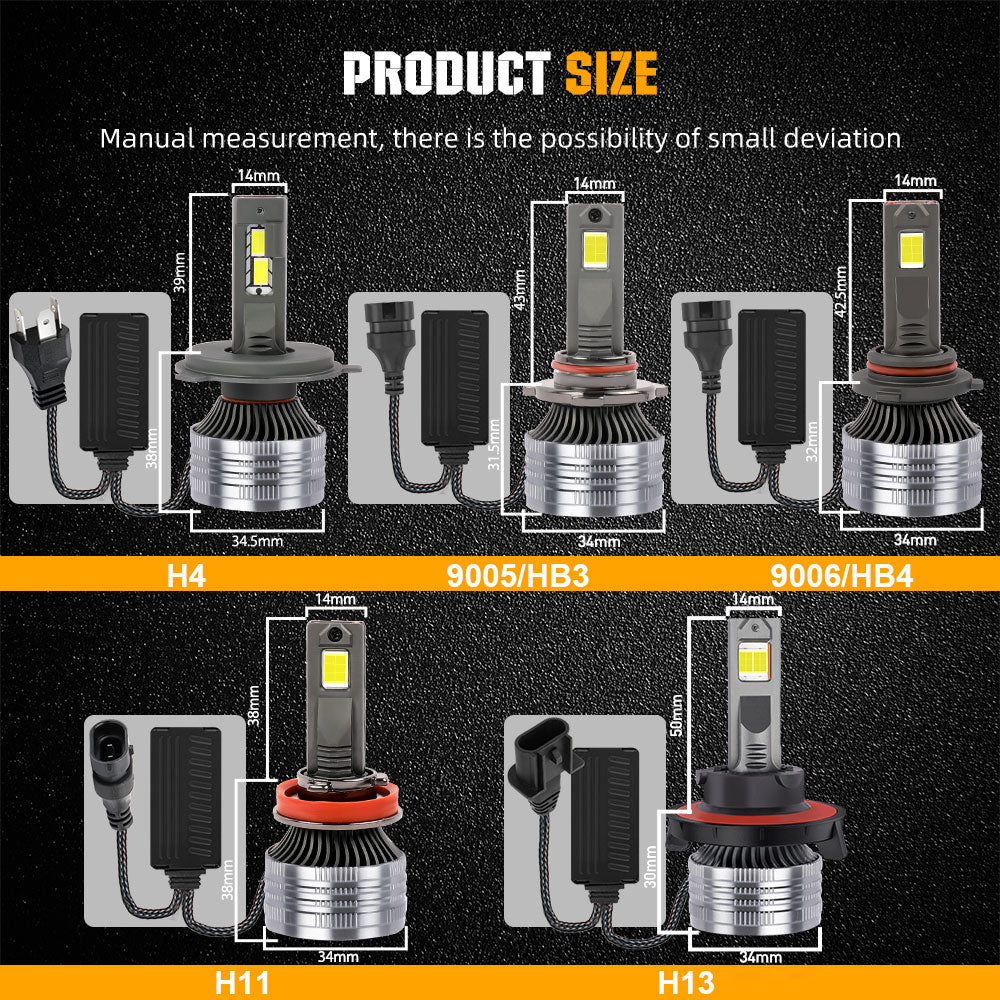 Série K18 Ampoule H4/H13/9005/9006/H11 - 160W/10000LM, 6000K (Set/2pcs)