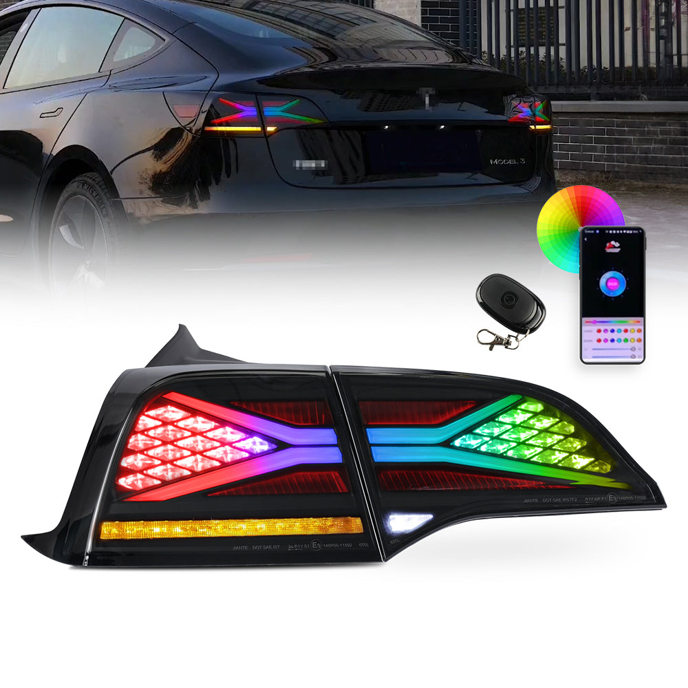 RGB-Rückleuchten mit Brems- und Fahrlicht für Tesla Model 3/Y