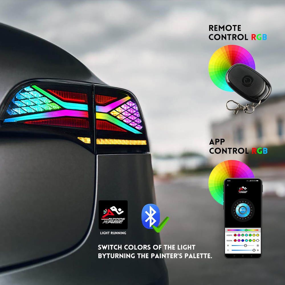 RGB Tail Lights With Brake & Running Light For Tesla Model 3/Y