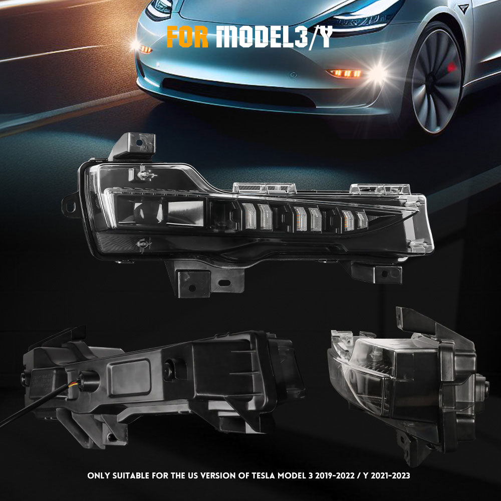 Ersatz-LED-Projektor-Nebelscheinwerfer mit Blinker-Tagfahrlicht für 2019-2023 Tesla Model 3 / Y