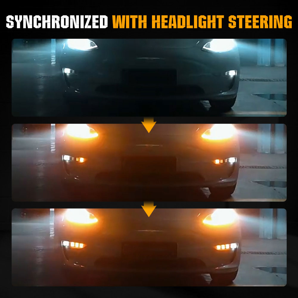 Ersatz-LED-Projektor-Nebelscheinwerfer mit Blinker-Tagfahrlicht für 2019-2023 Tesla Model 3 / Y