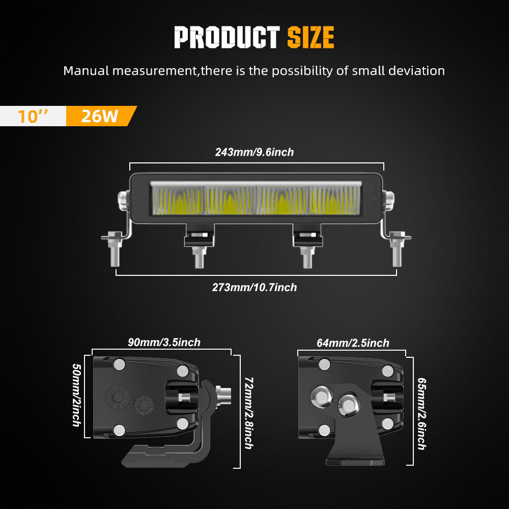 Barra de luz de una sola fila COLIGHT serie Polar Bear de 10 pulgadas con DRL ámbar y blanco