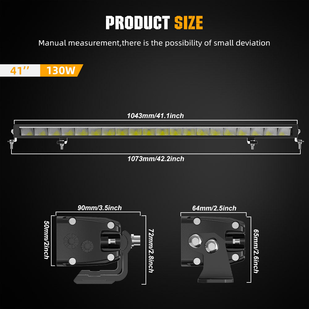 شريط إضاءة من صف واحد من سلسلة Polar Bear مقاس 40 بوصة من COLIGHT مع ضوء نهاري باللونين العنبر والأبيض