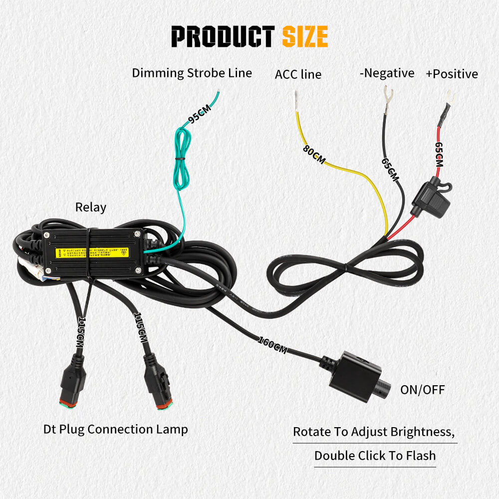 Dimmable Wire Harness For CO LIGHT Single Beam Motorcycle Lights