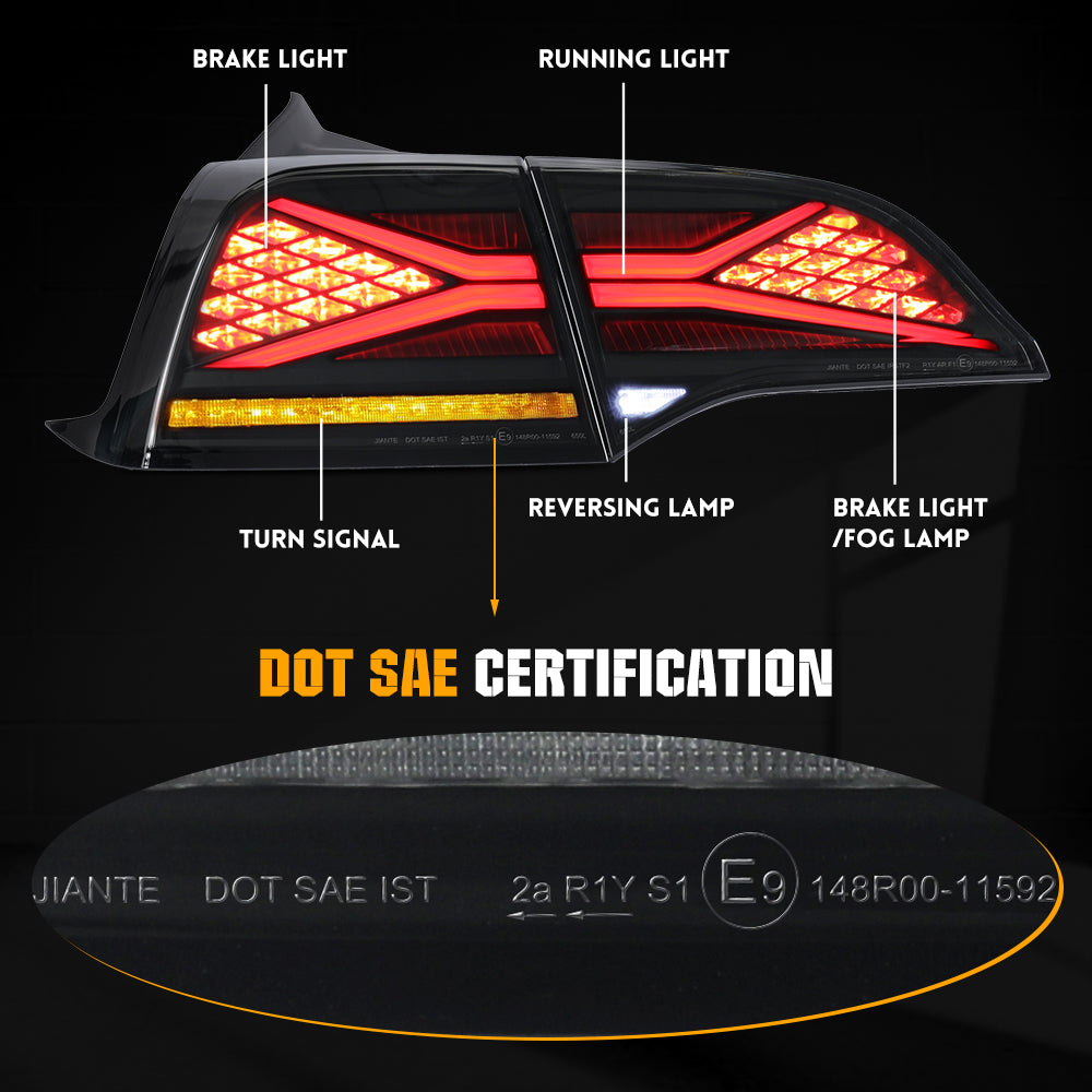 Getönte Rücklichter mit Brems- und Rückfahrlicht für Tesla Model 3/Y
