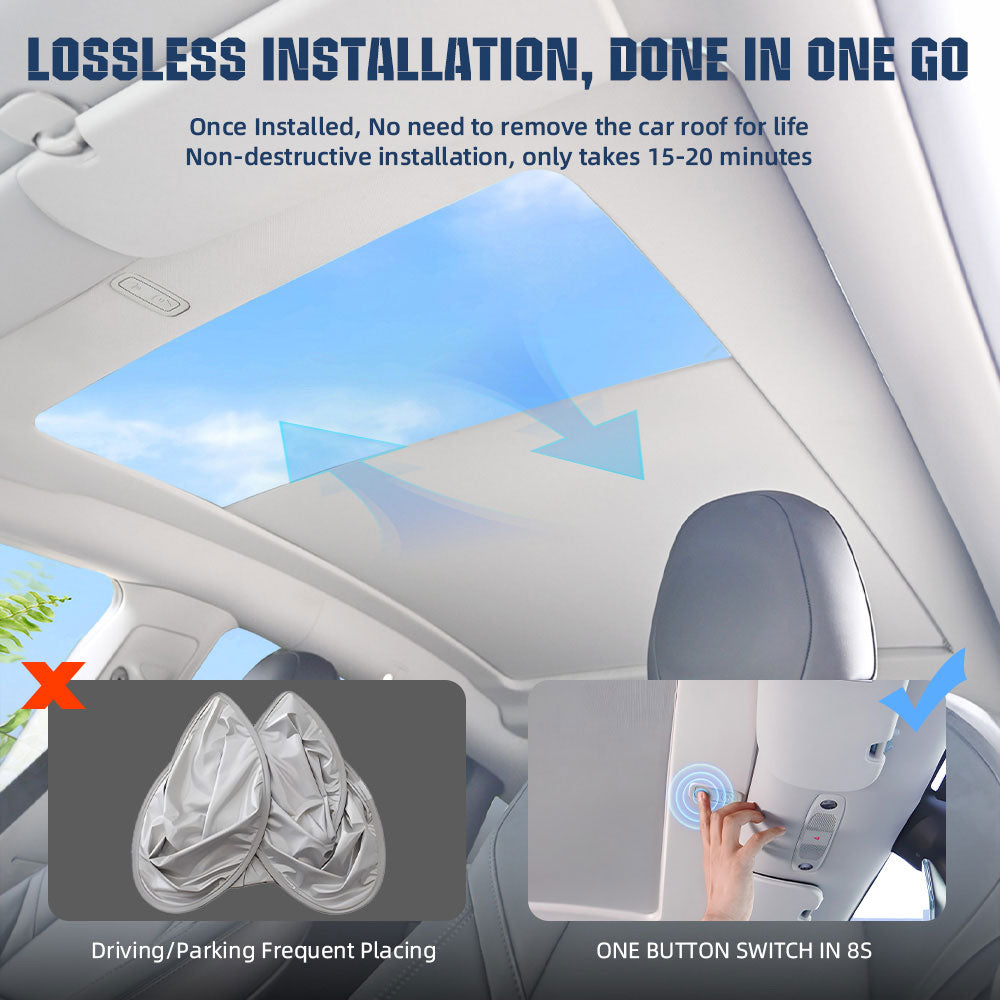 Parasol de techo de cristal totalmente eléctrico para Tesla Model Y 2019-2023