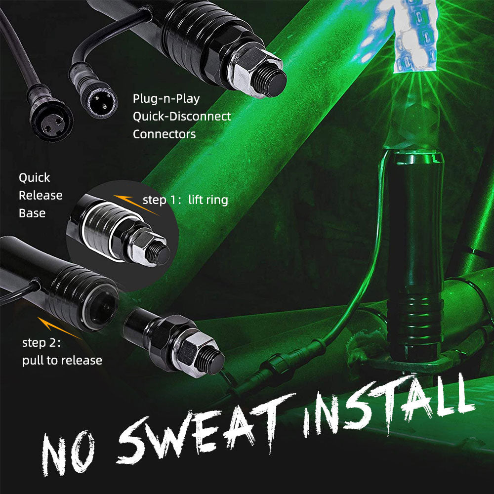 3FT RGB Led Flag Whip Light Chasing Light With RF Wireless Controllor