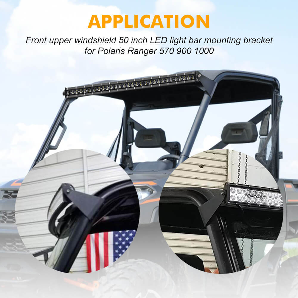 Upper Windshield Light Bar Mounting Bracket For Polaris Ranger 570/900/1000 Full Size
