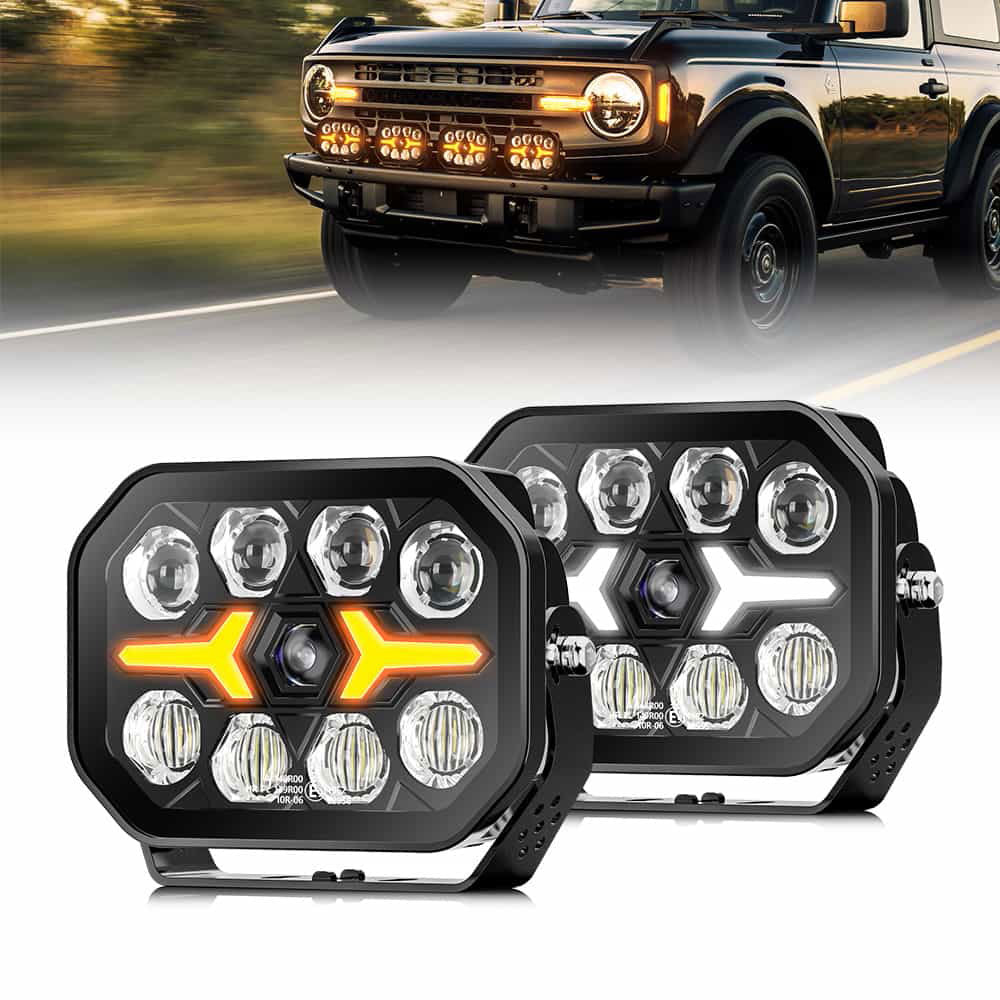 5x7inch Vortex Series LED Projector Driving Light with Dual-Color DRL(Single)