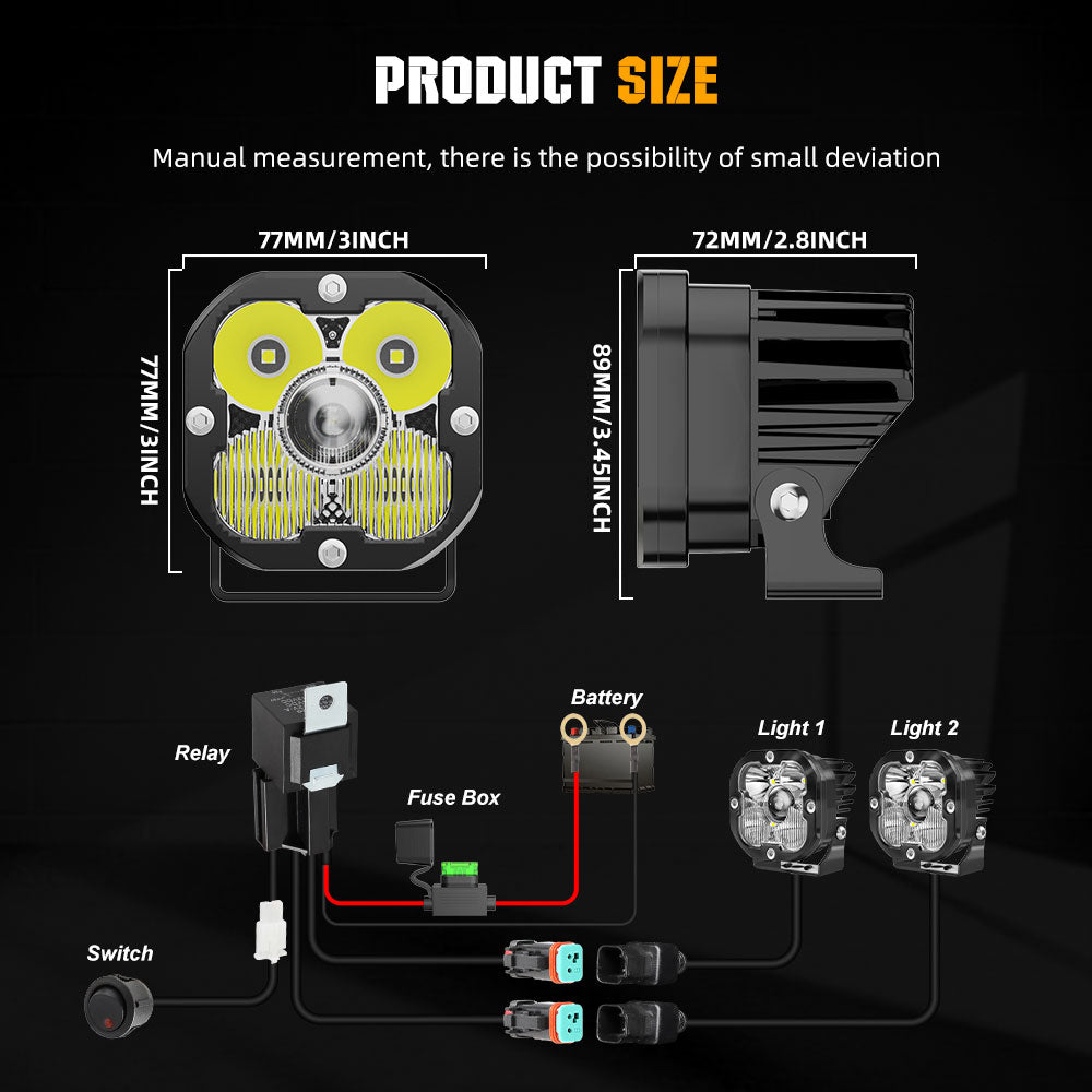 3inch LA5 Series Yellow Combo Beam Led Light Pods(Set/2pcs)