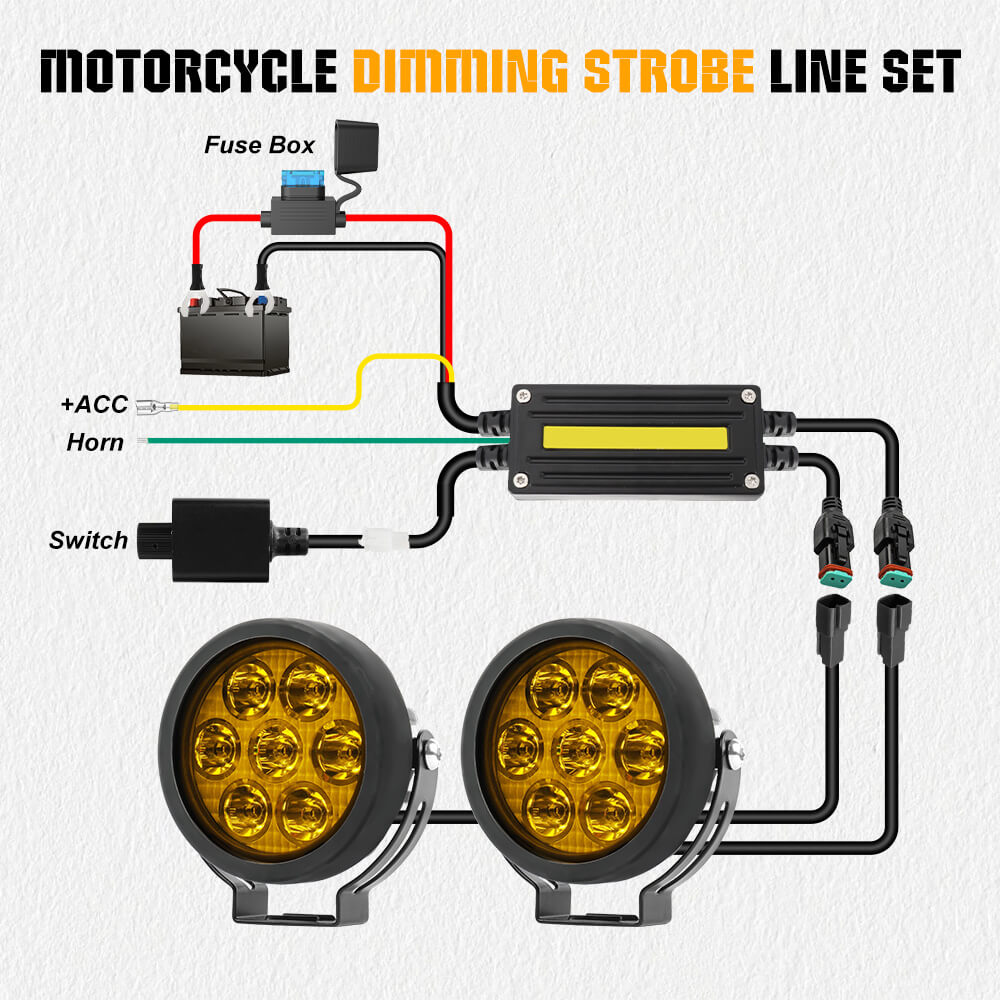 Dimmable Wire Harness For CO LIGHT Single Beam Motorcycle Lights