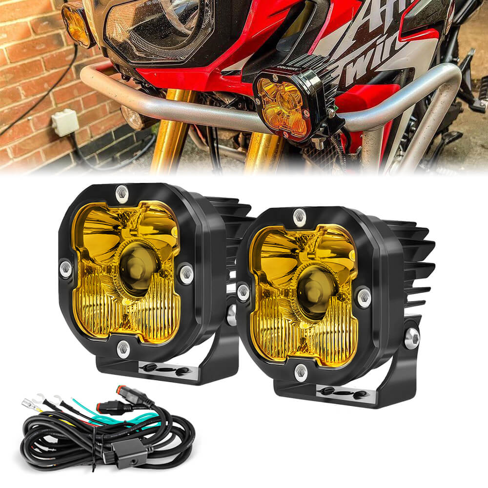Luces Antiniebla Auxiliares para Motocicleta Serie LA5 de 3 pulgadas - Haz Amarillo (Juego/2 piezas)