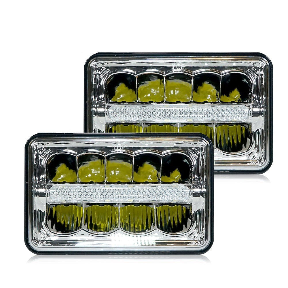 CO LIGHT Faros delanteros reflectores cuadrados de doble haz de 4x6 pulgadas - Barra de luz DRL (Kit/2 piezas)