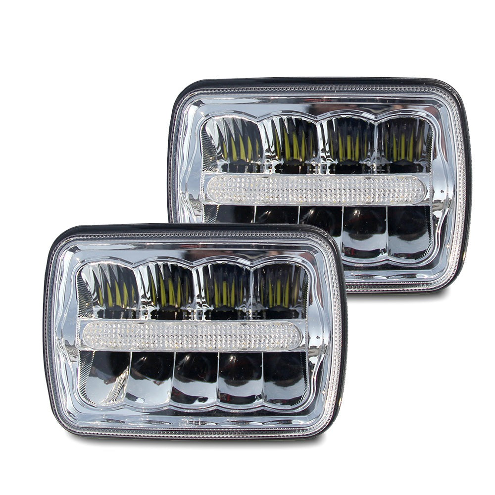 CO LIGHT Faros delanteros reflectores cuadrados de doble haz de 5x7 pulgadas - Barra de luz DRL (Kit/2 piezas)