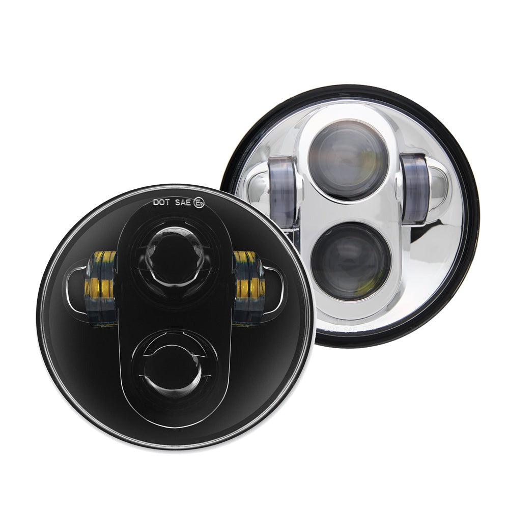 Full LED-Scheinwerferoptik, Chrome, für Motorrad mit Rundscheinwerfer, 5,75  Zoll - Typ 1