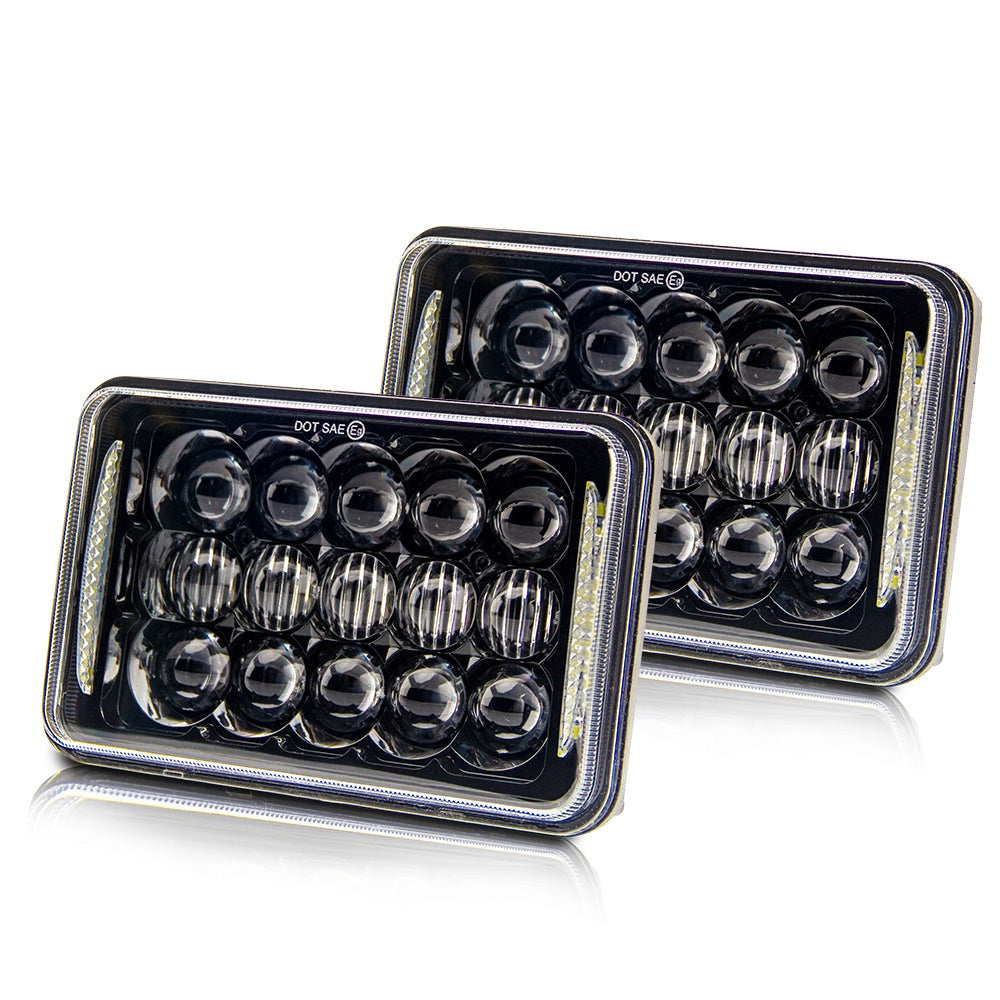 CO LIGHT Faros delanteros rectangulares de doble haz de 4x6 pulgadas - Lente 5D/Laterales DRL (Kit/2 piezas)