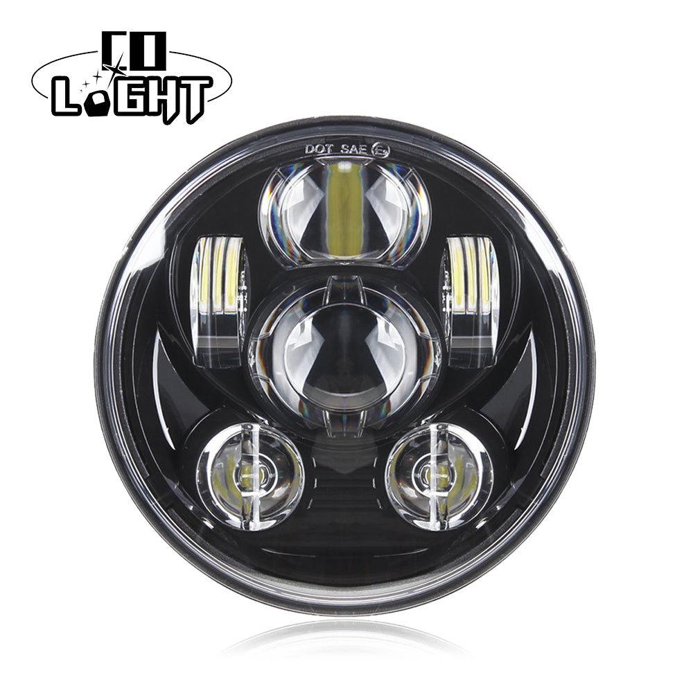 CO LIGHT 5.75" Chrome/Noir Projecteur Moto LED Phare