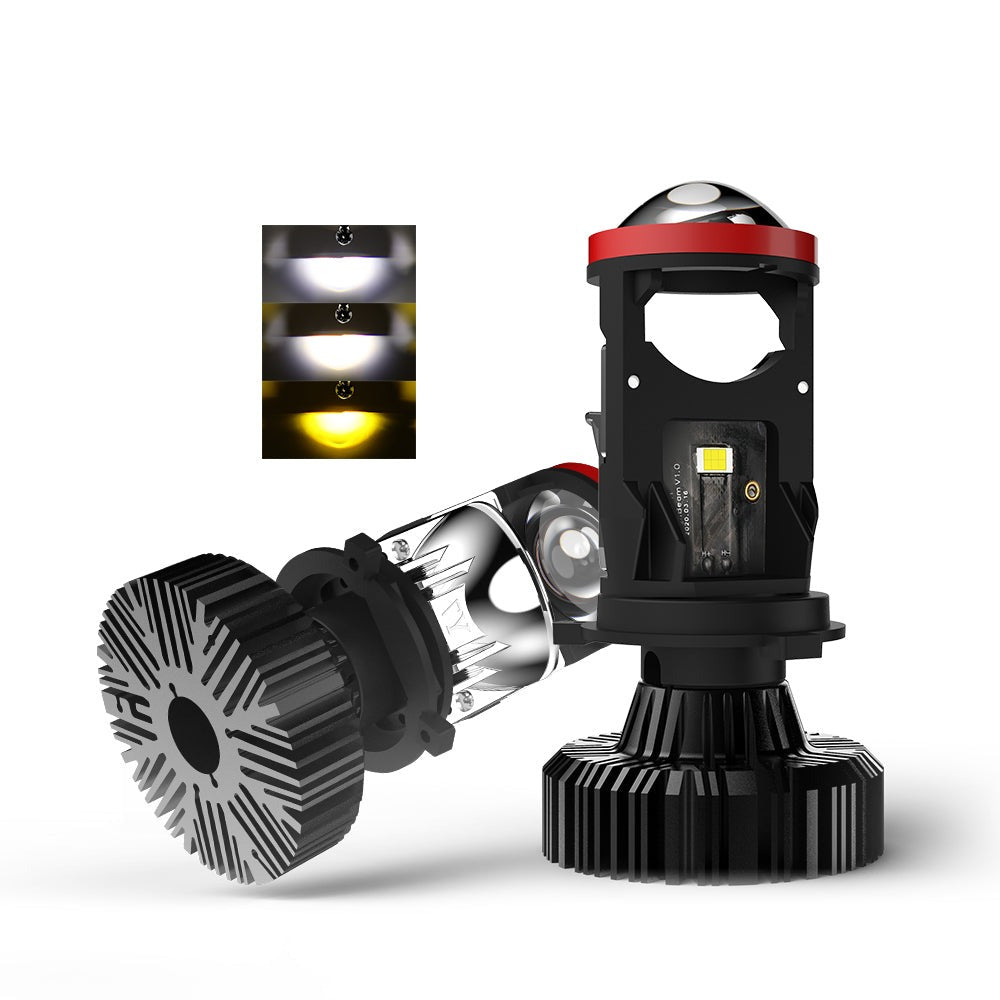 H4 LED Headlight Bulbs 55W 6500K, 1:1 Mini Size Super Bright CSP
