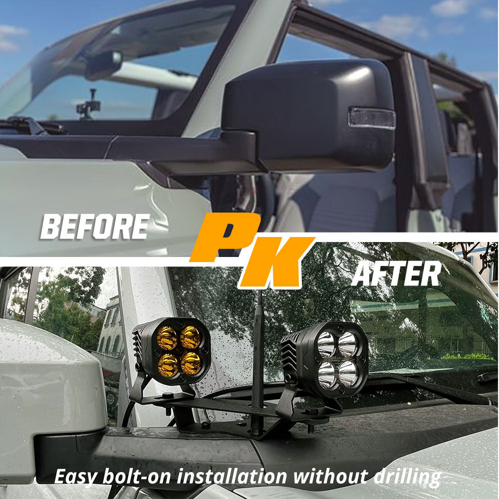 2021-2022 Ford Bronco Dual Lamp Mirror/Ditch Light Mounting Brackets