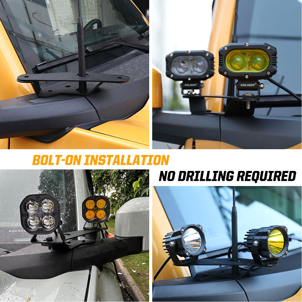 2021-2022 Ford Bronco Dual Lamp Mirror/Ditch Light Mounting Brackets