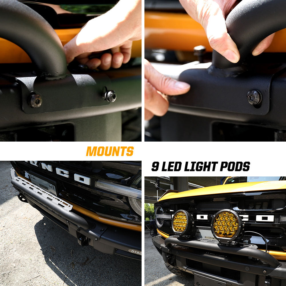 2021-2022 Ford Bronco Front Bumper LED Light Mounting Brackets