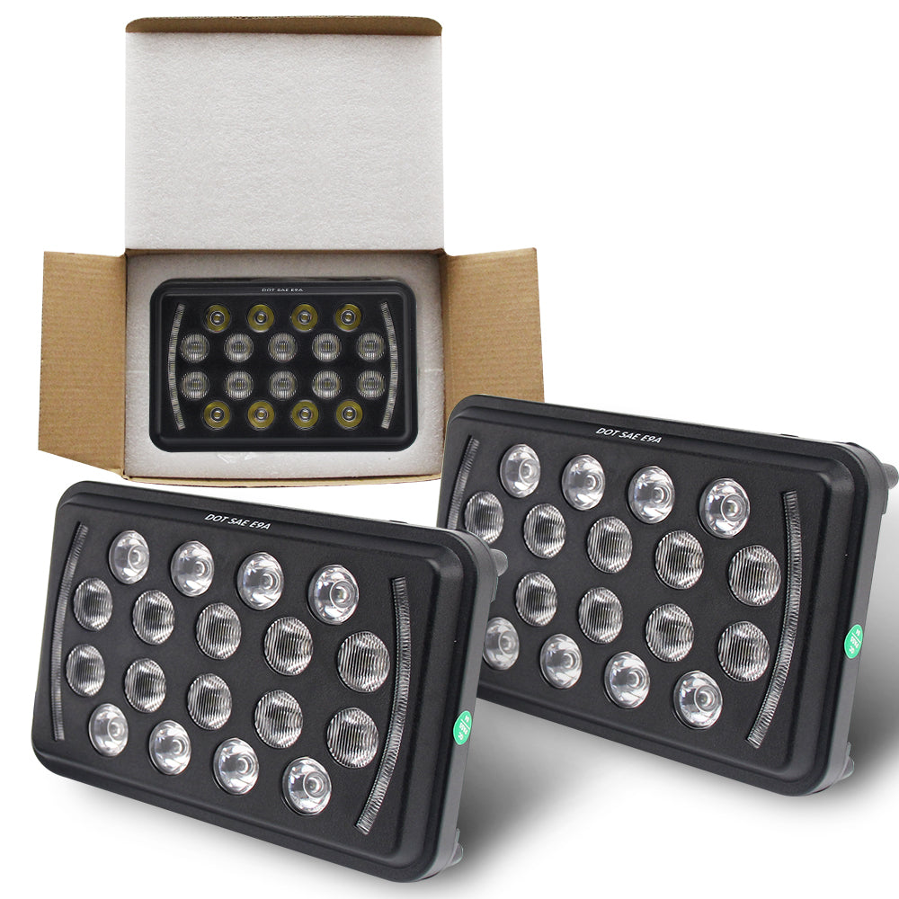 CO LIGHT Faros delanteros rectangulares de estilo delgado de doble haz de 4x6 pulgadas - Laterales DRL (Kit/2 piezas)