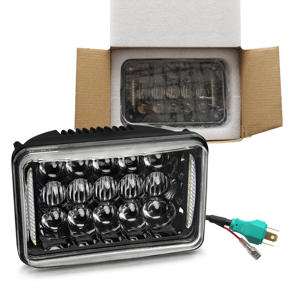 CO LIGHT Faros delanteros rectangulares de doble haz de 4x6 pulgadas - Lente 5D/Laterales DRL (Kit/2 piezas)