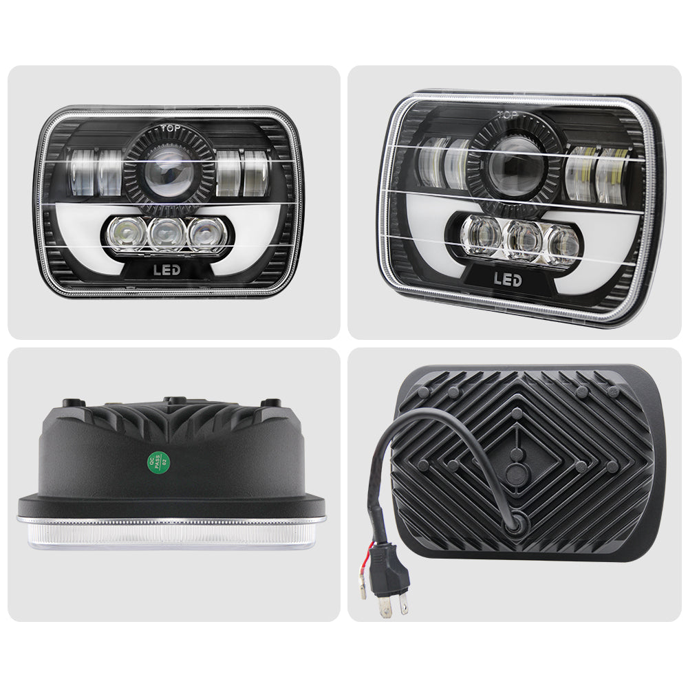 CO LIGHT 5x7 Pouces Carré Double Faisceau Phares - DRL/Clignotant (Kit/2pcs)