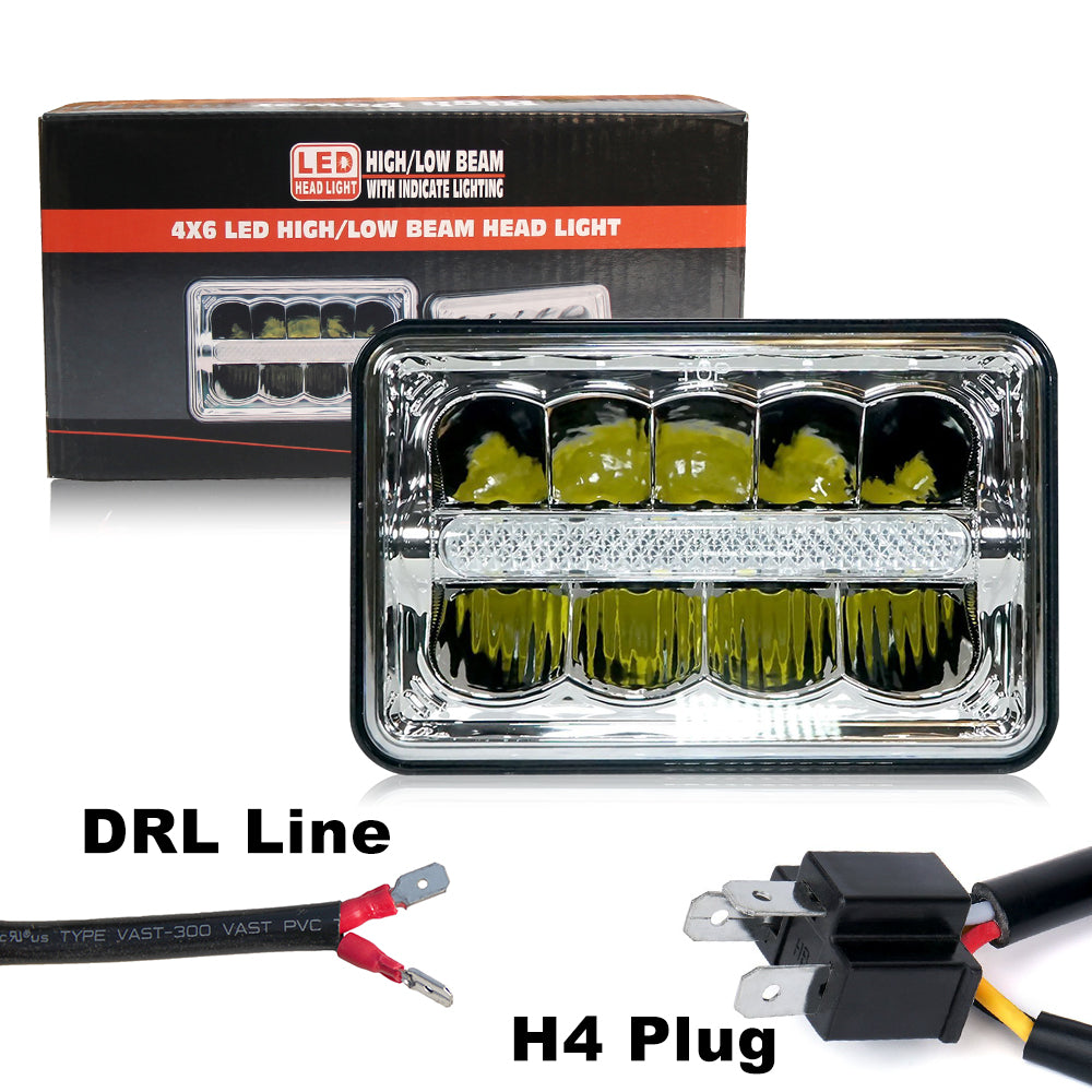 CO LIGHT Faros delanteros reflectores cuadrados de doble haz de 4x6 pulgadas - Barra de luz DRL (Kit/2 piezas)