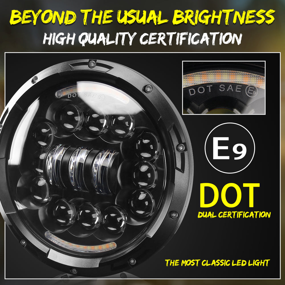 Colight 7 Inch Dual Beam White/Amber DRL Sealed LED Headlight