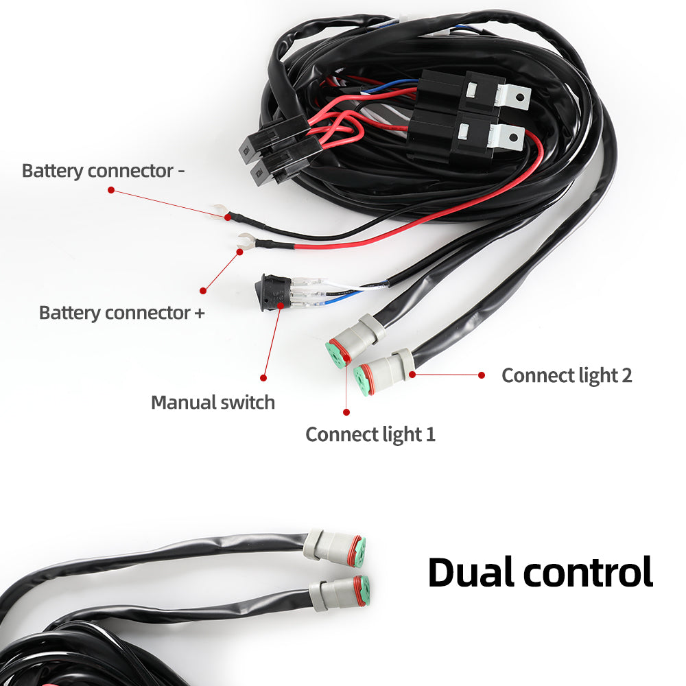 14AWG 3-Pin DT Wire Harness For High Power Driving Lights-2 Leads
