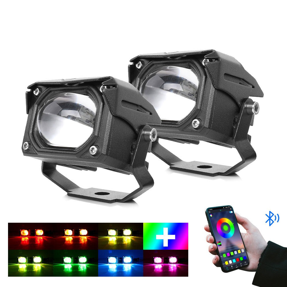 (Set/2pcs) Mini Driving Lights Bulge Inch 3 Led Series RGB B