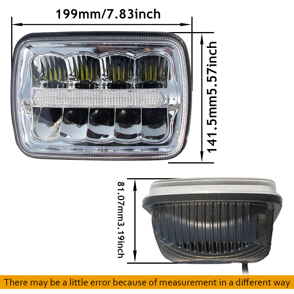 CO LIGHT Faros delanteros reflectores cuadrados de doble haz de 5x7 pulgadas - Barra de luz DRL (Kit/2 piezas)