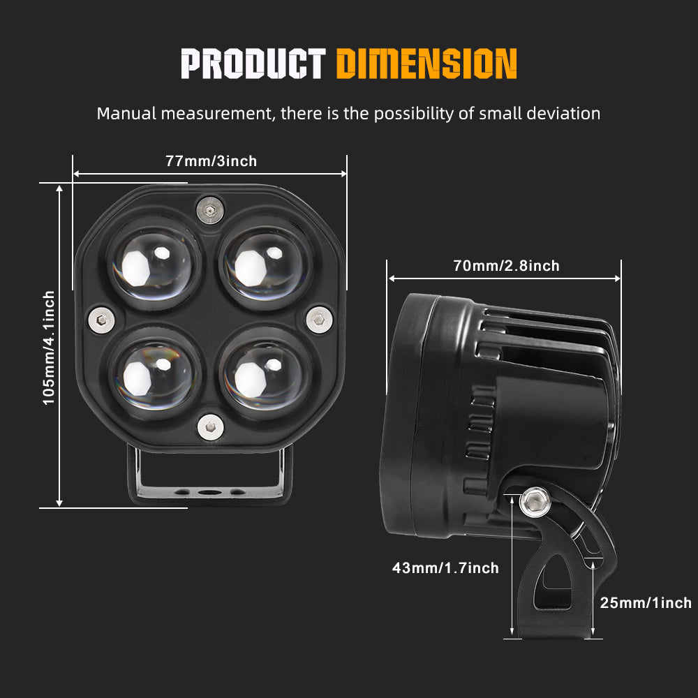 3inch DDF Series Dual Color Dual Beam Square Fog Light Pods