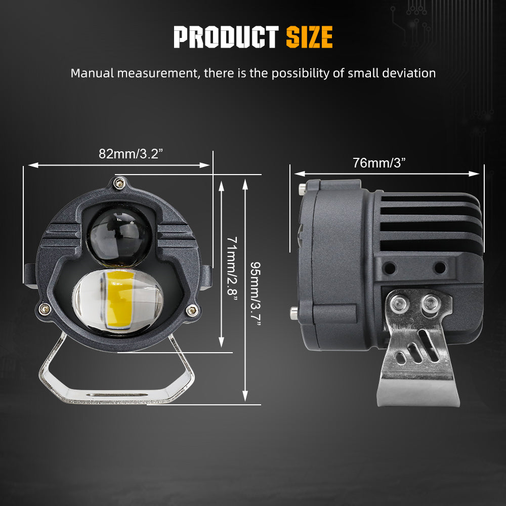 3 Inch DB-P Series Dual Beam Yellow&White Fog Lights Pods